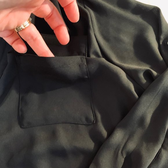 New York & Company Semi Sheer Black Blouse Size S - Picture 6 of 15